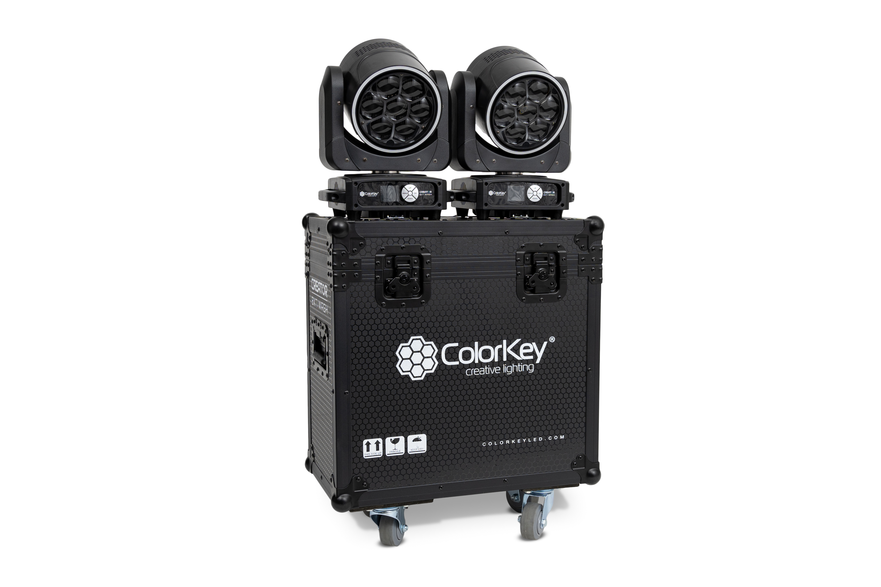 Colorkey 2-pc Creator Flight Case for BX7 Wash w/ Casters (All Black) gallery 3