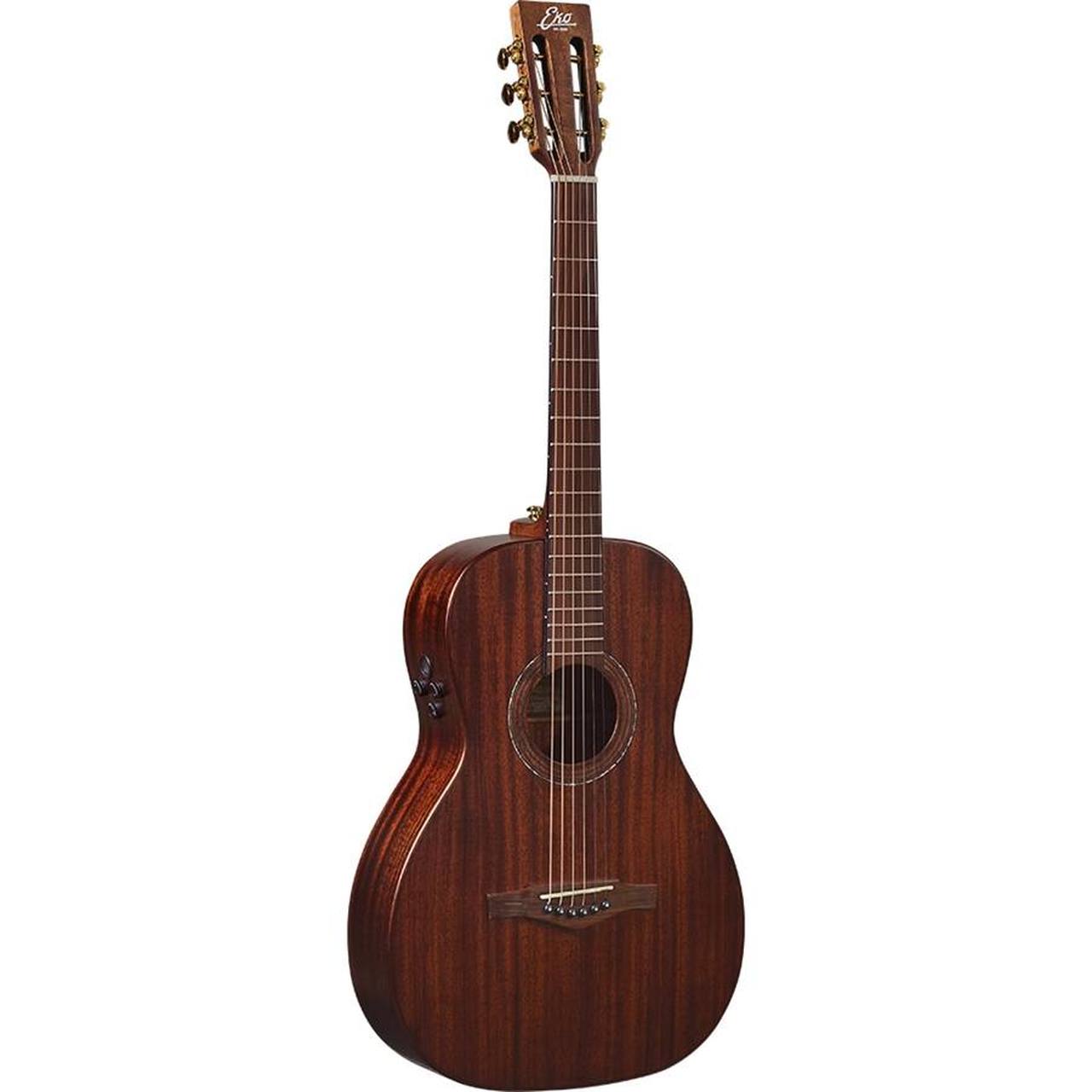 Eko Marco Polo P500E MM All-Solid Parlor Acoustic-Electric Guitar – Mahogany
