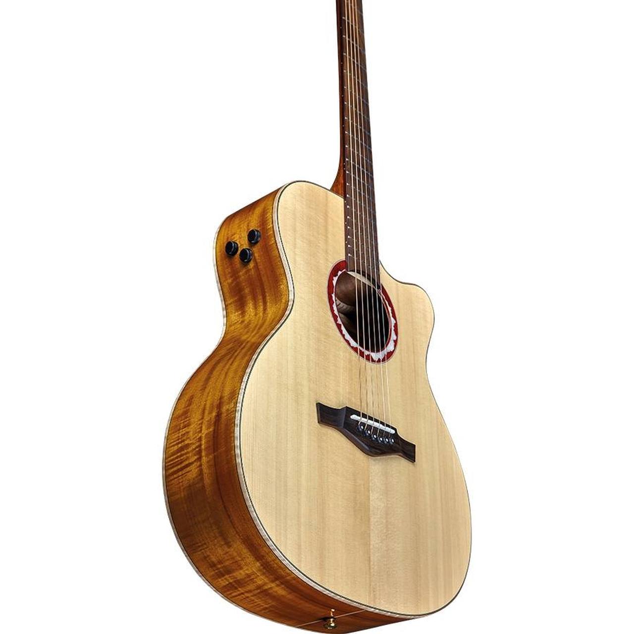 Eko ALPS J450CE Dreadnought Cutaway Acoustic-Electric Guitar – Solid Italian Red Spruce / 3-Layer Koa gallery 2