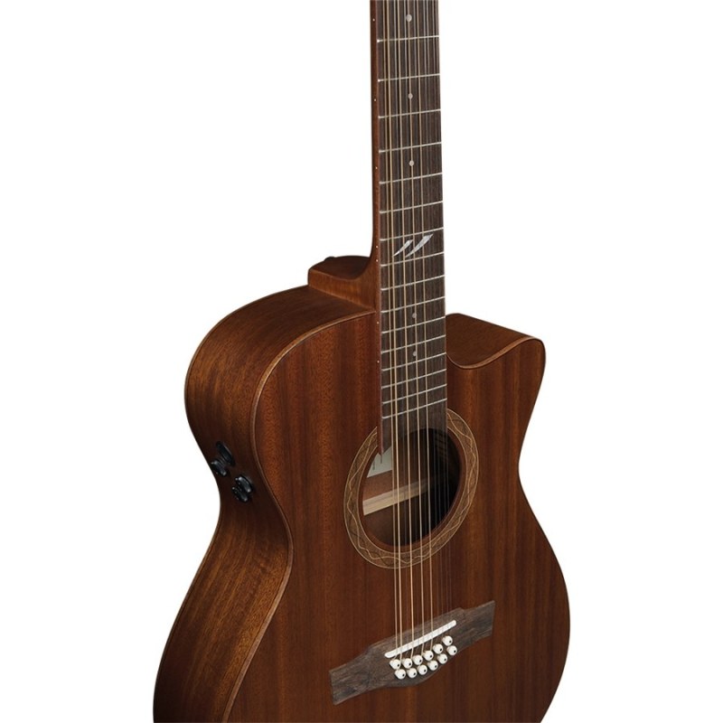 Eko DUO A200ce XII All-Solid Auditorium Cutaway 12-String Acoustic-Electric Guitar gallery 3