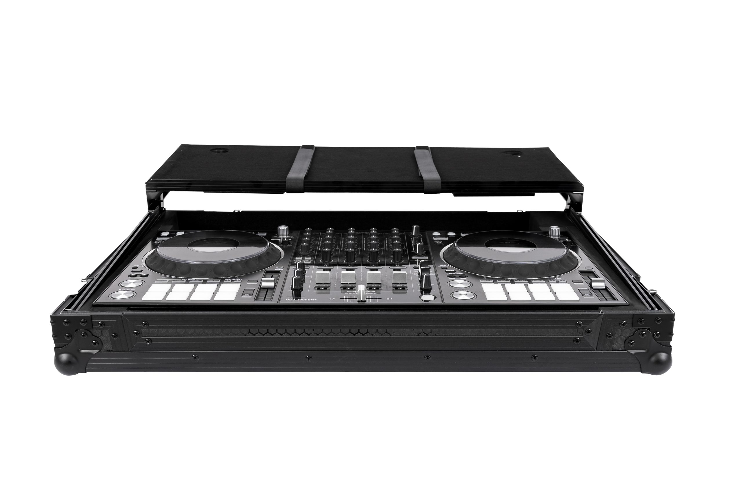 Pitch Black Flight Case for DDJ-FLX10 w/ Laptop Platform & Wheels gallery 1