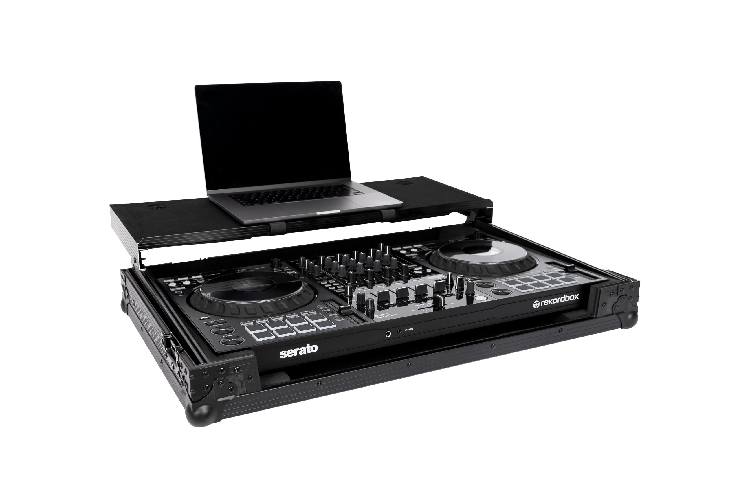 Pitch Black Flight Case for DDJ-FLX10 w/ Laptop Platform & Wheels gallery 2