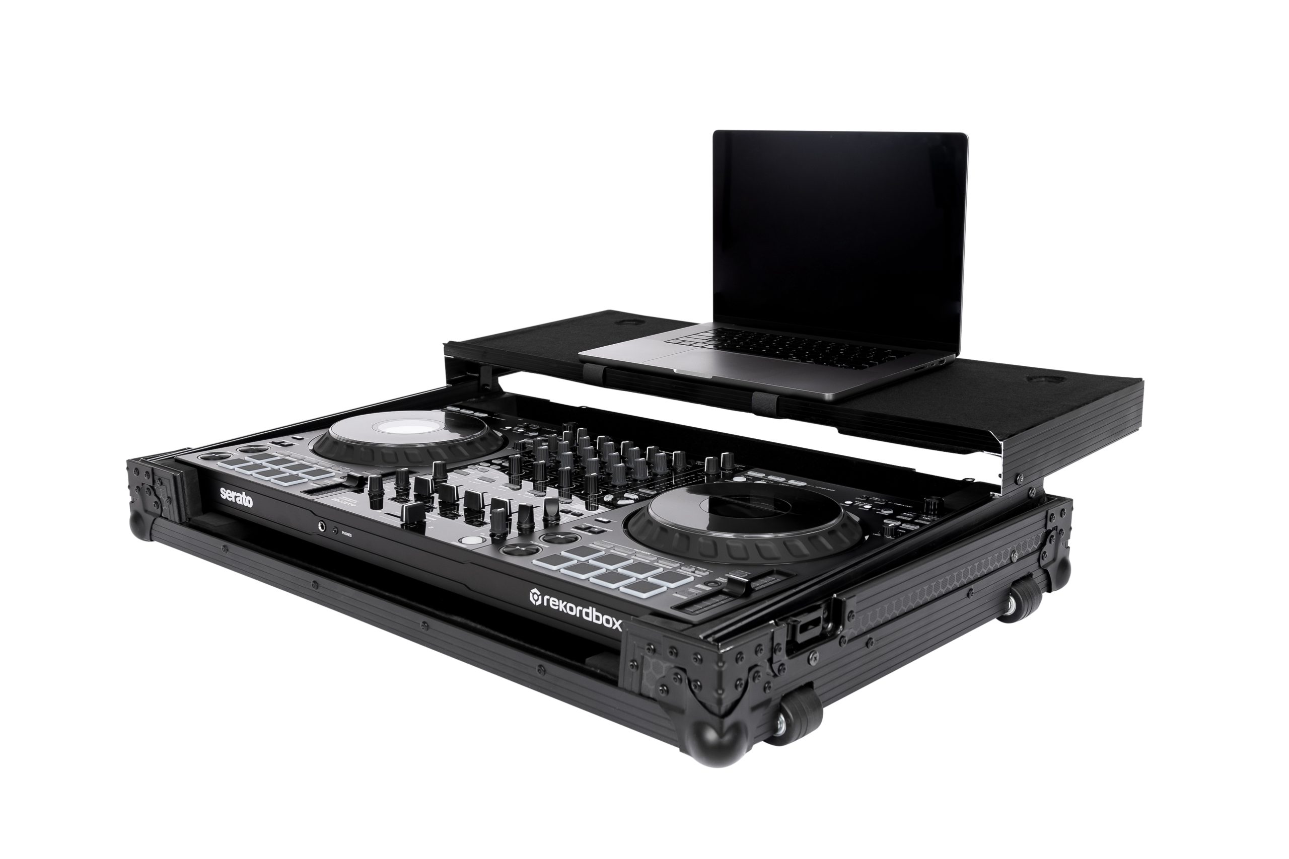 Pitch Black Flight Case for DDJ-FLX10 w/ Laptop Platform & Wheels gallery 6