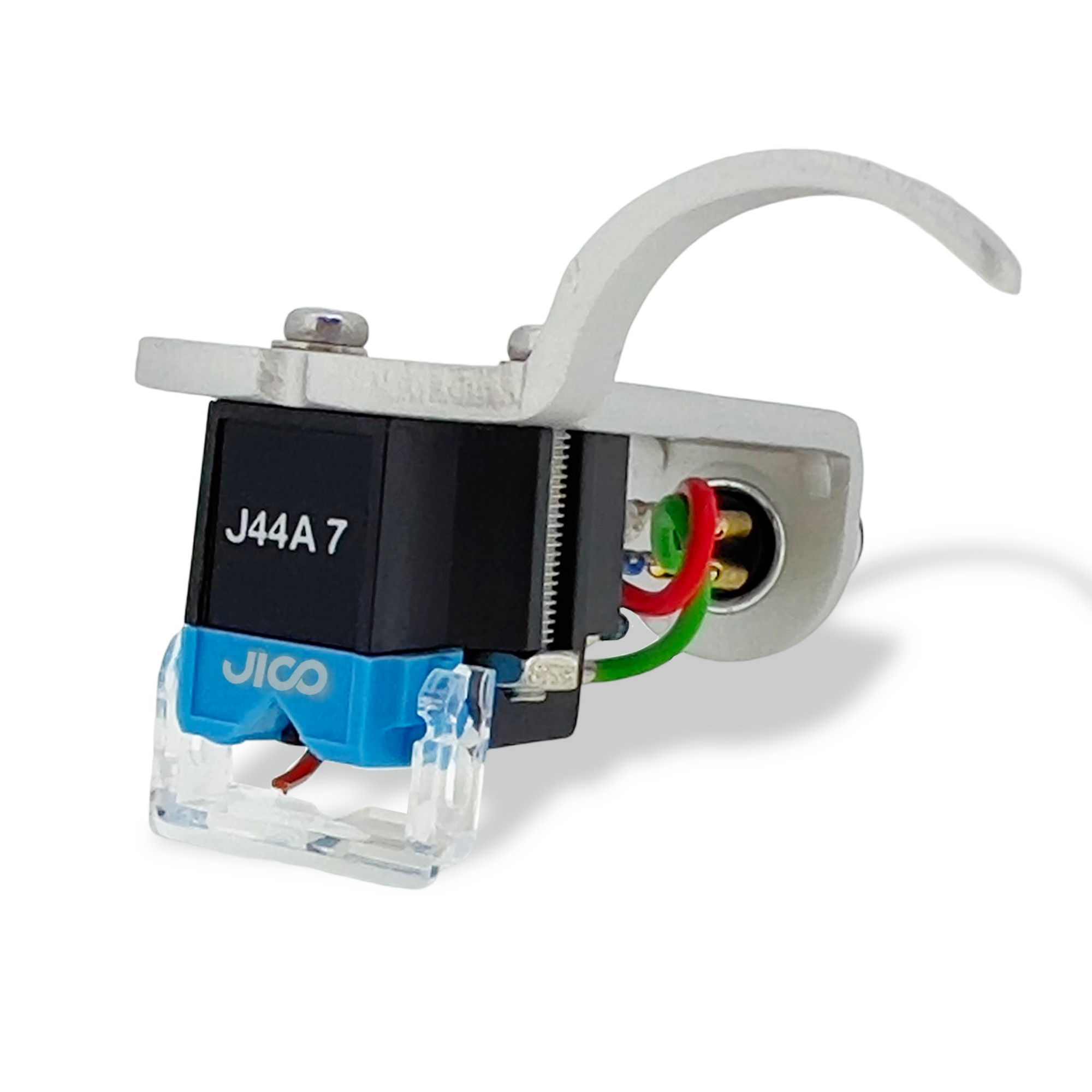 JICO OMNIA J44A 7 DJ IMPROVED SD Cartridge Mounted on Silver Jico Headshell