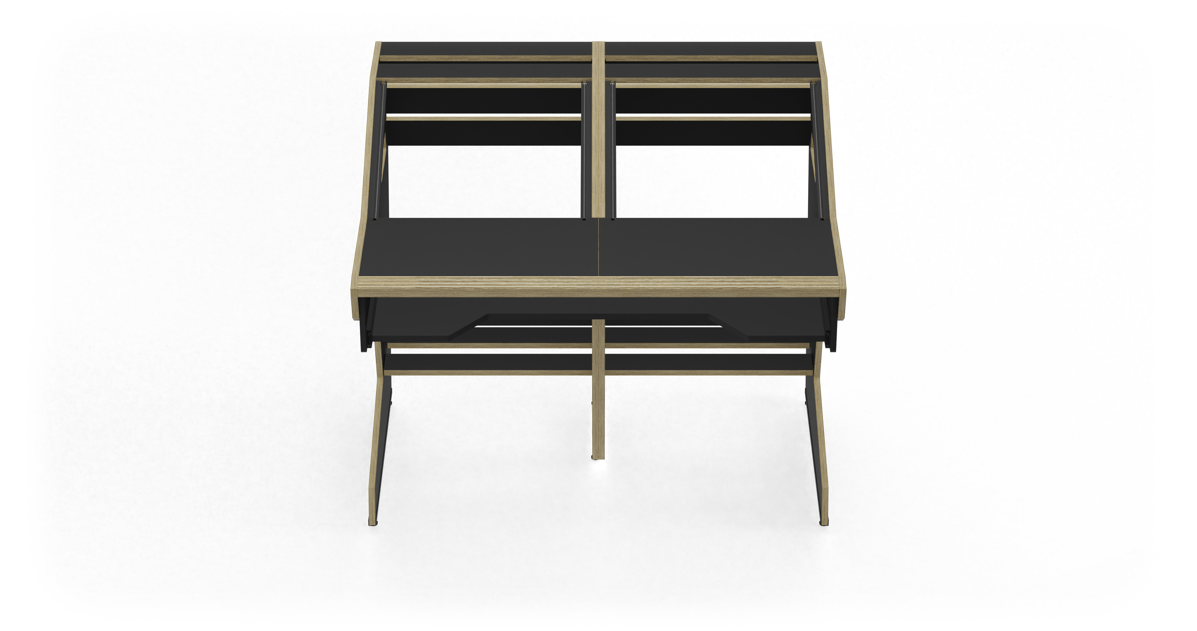 Sessiondesk QUINTAV 2.0 Studio Desk with KEY small Keyboard Drawer - 90s Black gallery 1