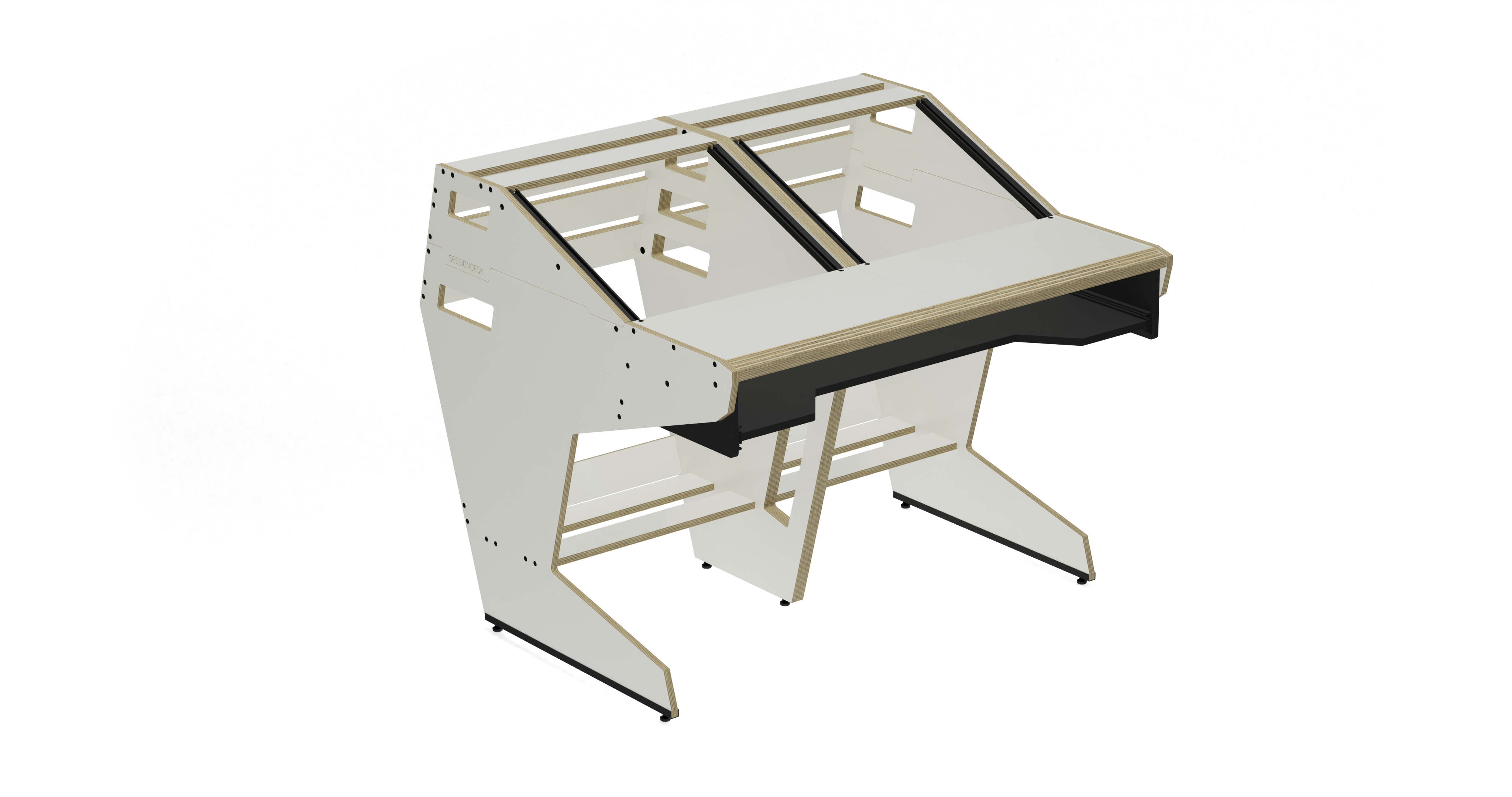 Sessiondesk QUINTAV 2.0 Studio Desk with KEY small Keyboard Drawer - 70s White
