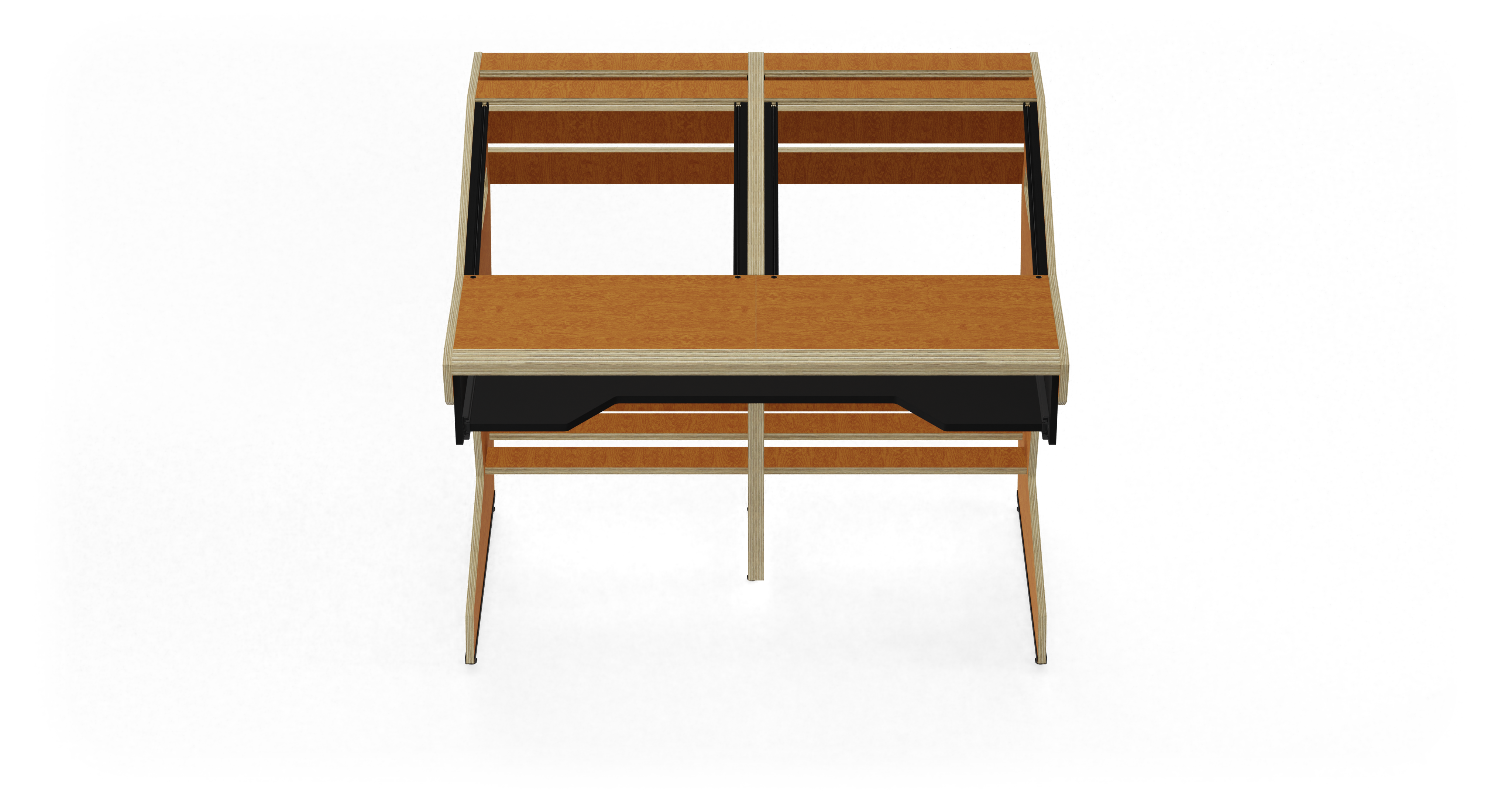 Sessiondesk QUINTAV 2.0 Studio Desk with KEY small Keyboard Drawer - 60s Brown gallery 1
