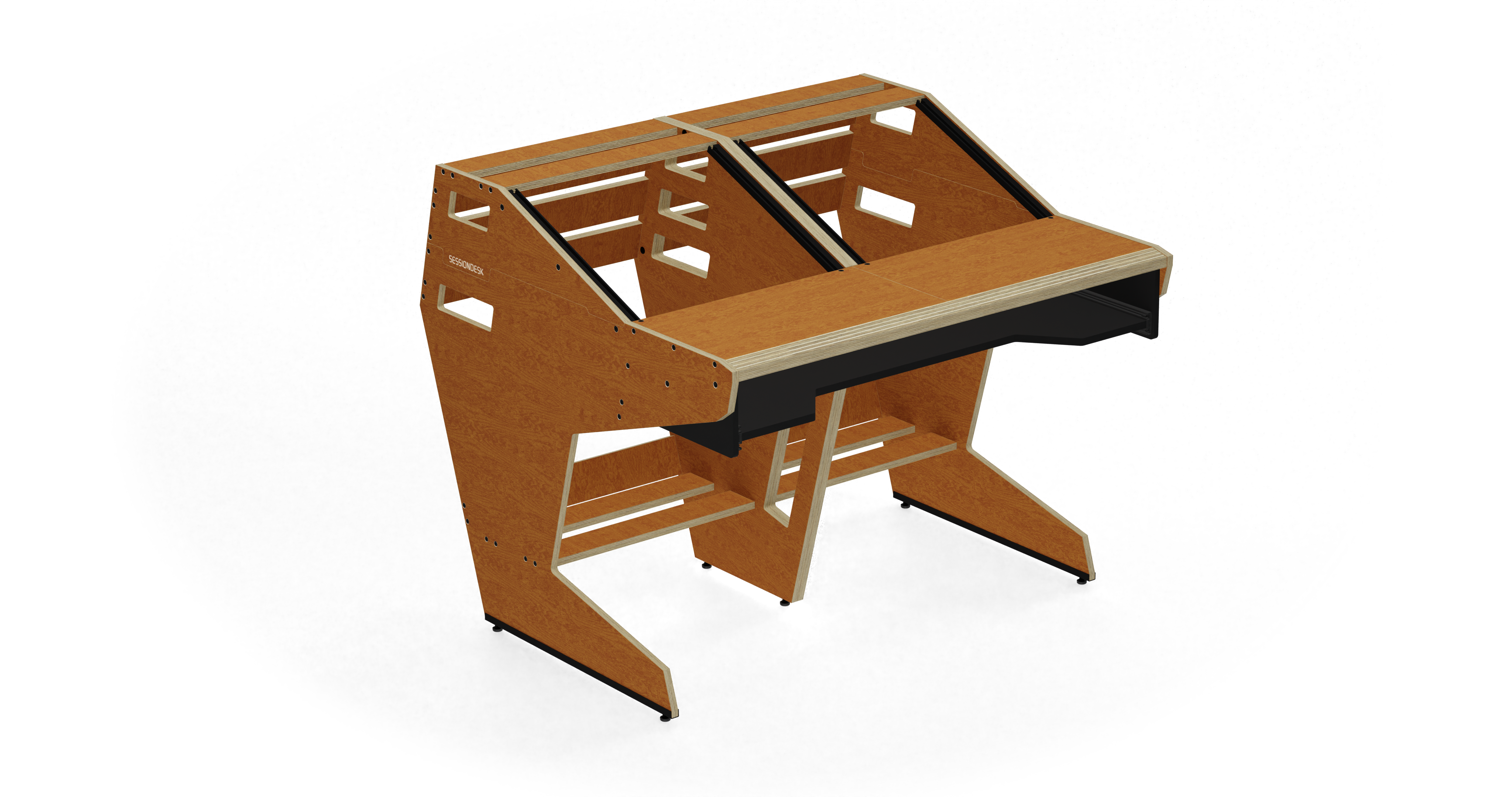 Sessiondesk QUINTAV 2.0 Studio Desk with KEY small Keyboard Drawer - 60s Brown