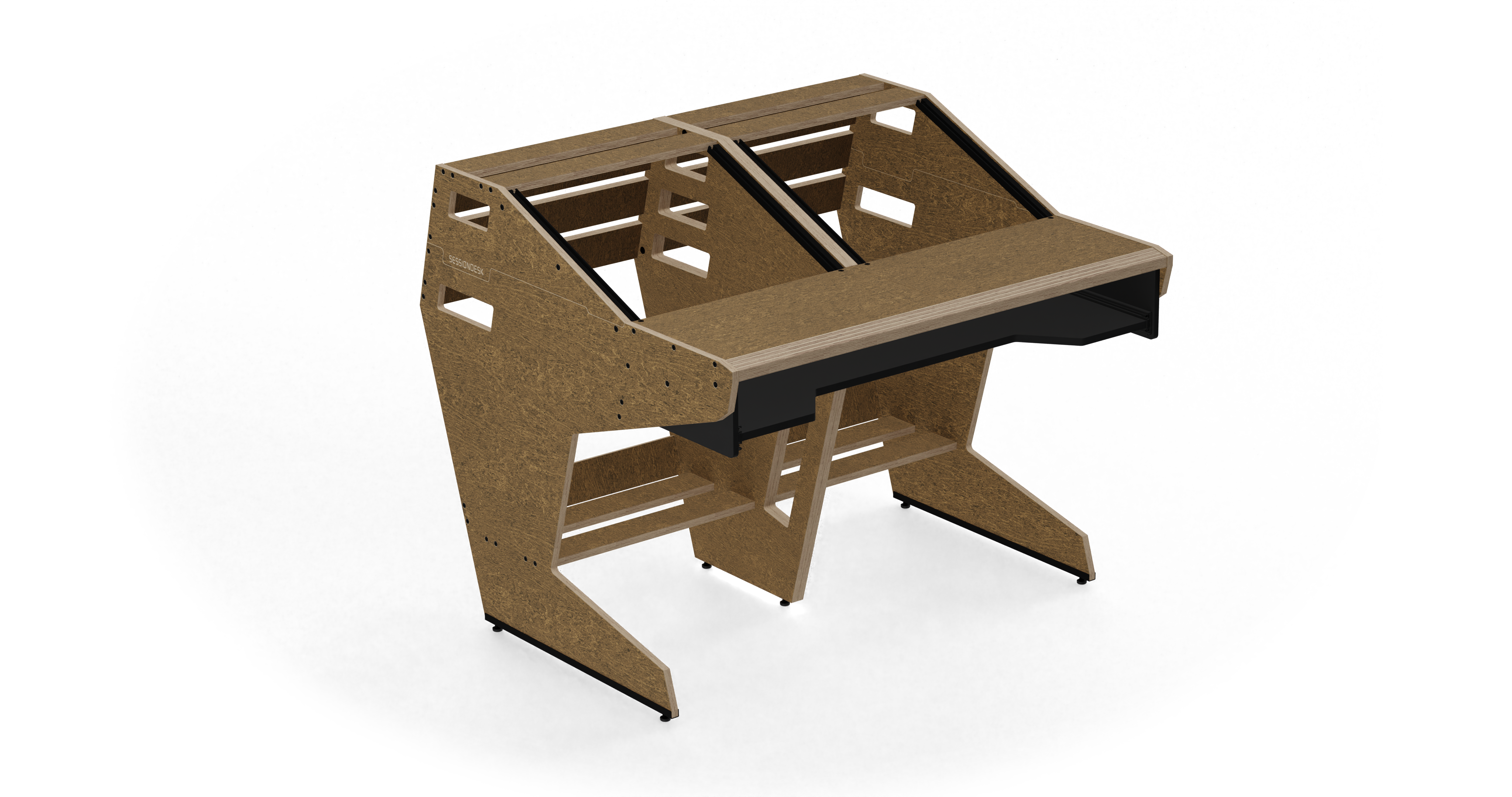 Sessiondesk QUINTAV 2.0 Studio Desk with KEY small Keyboard Drawer - 50s Brown