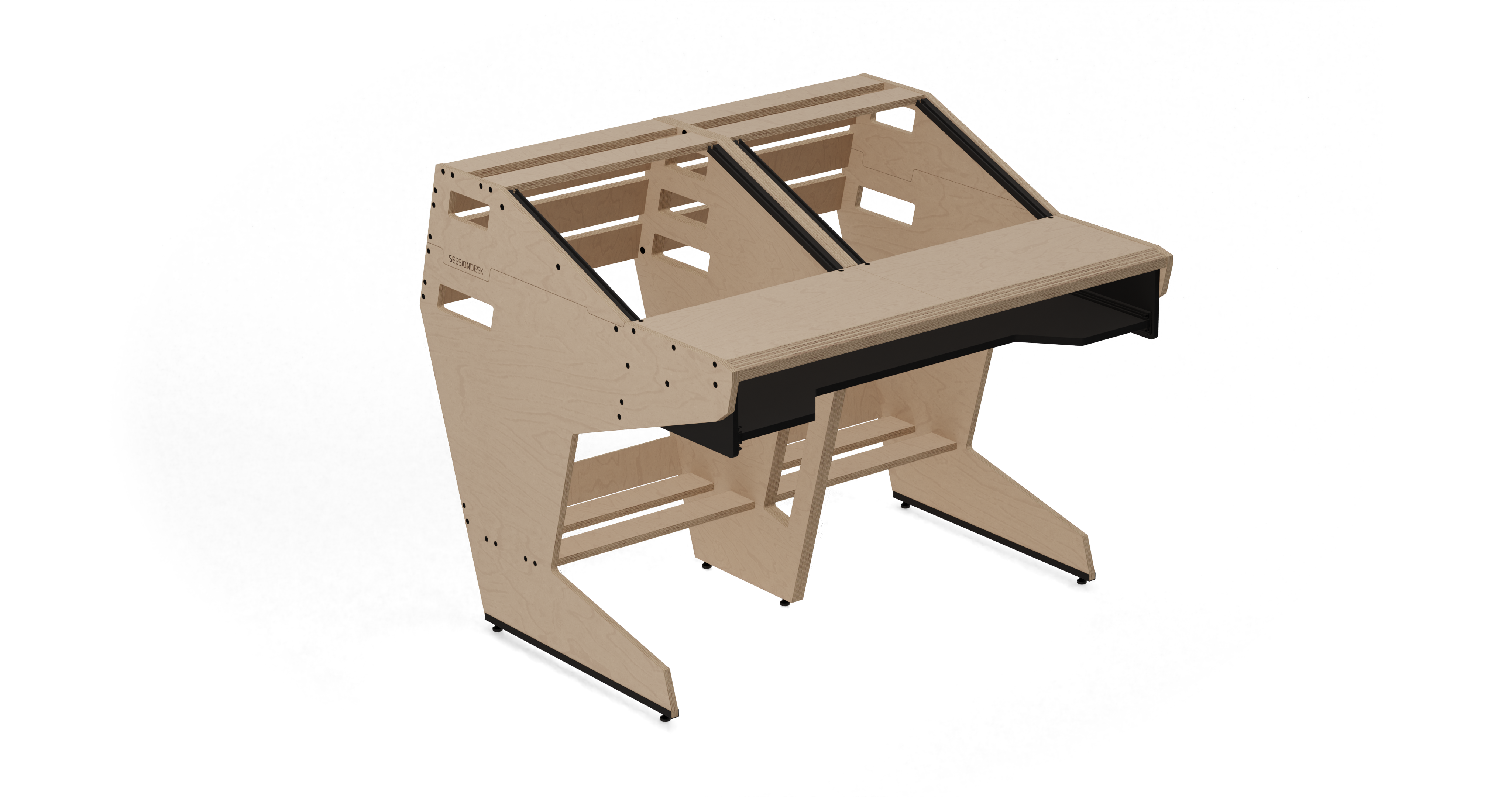 Sessiondesk QUINTAV 2.0 Studio Desk with KEY small Keyboard Drawer - 100% Birch