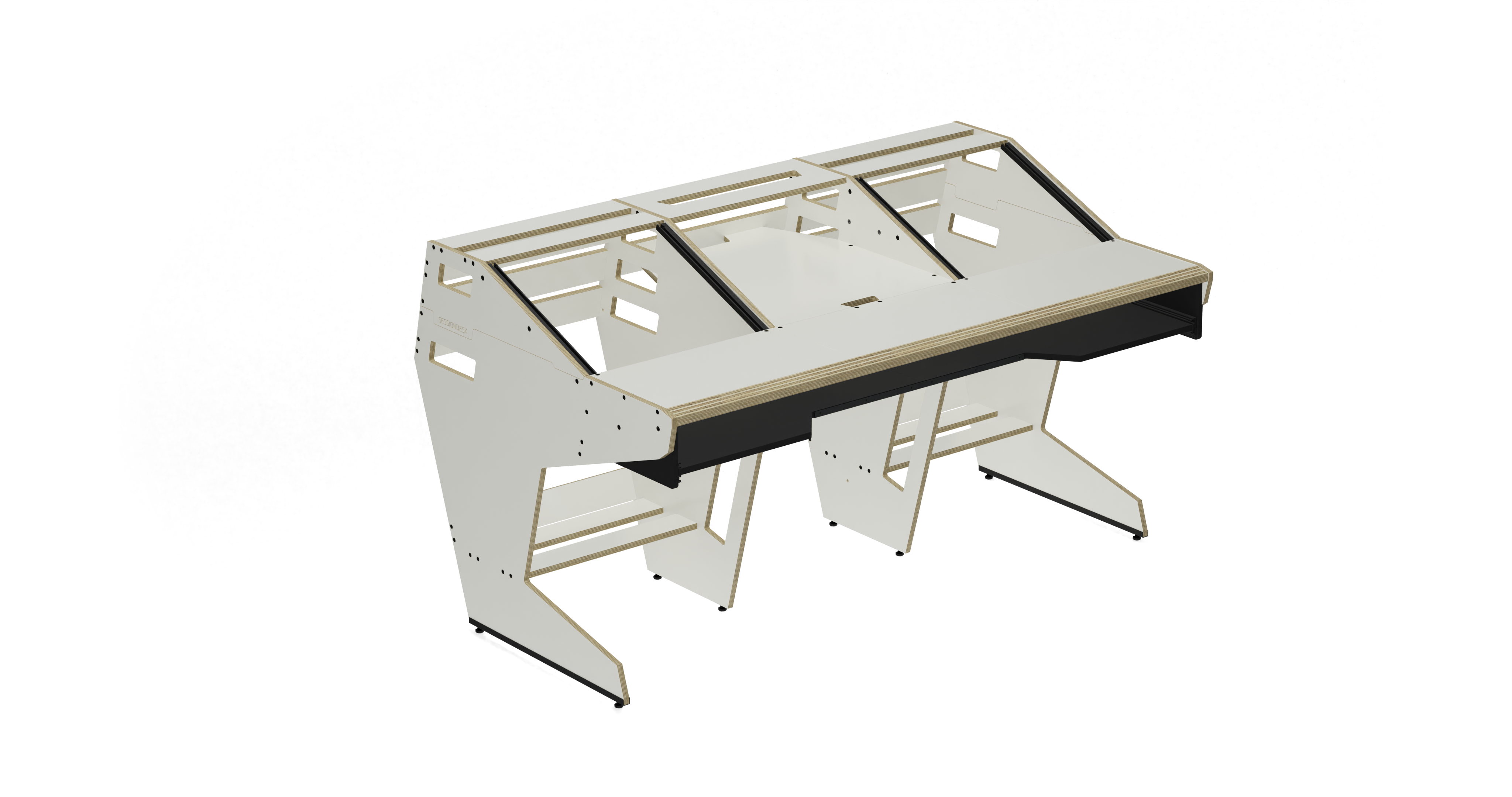 Sessiondesk OKTAV 2.0 Studio Desk with KEY big Keyboard Drawer - 70s White