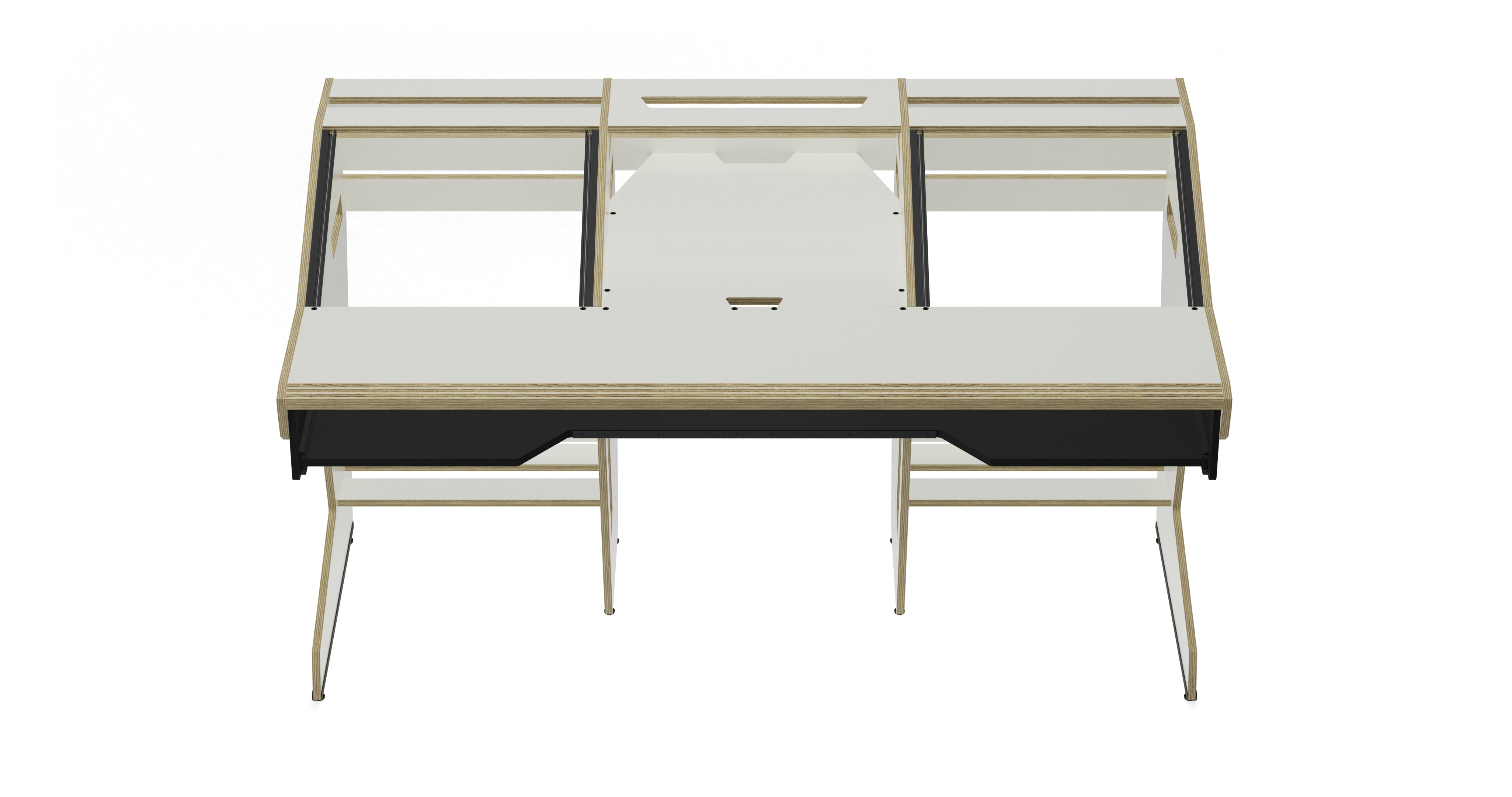 Sessiondesk OKTAV 2.0 Studio Desk with KEY big Keyboard Drawer - 70s White gallery 1