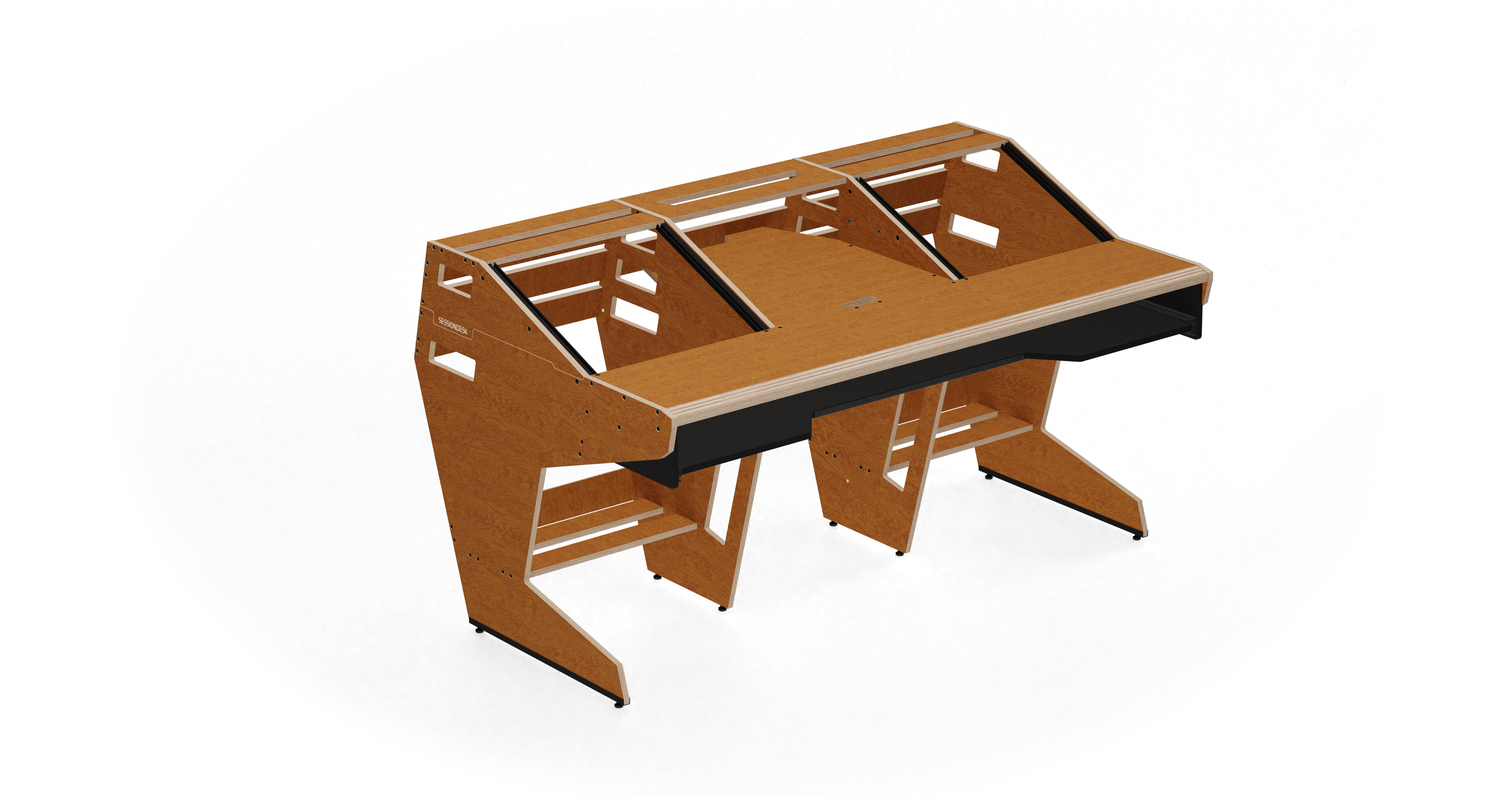 Sessiondesk OKTAV 2.0 Studio Desk with KEY big Keyboard Drawer - 60s Brown