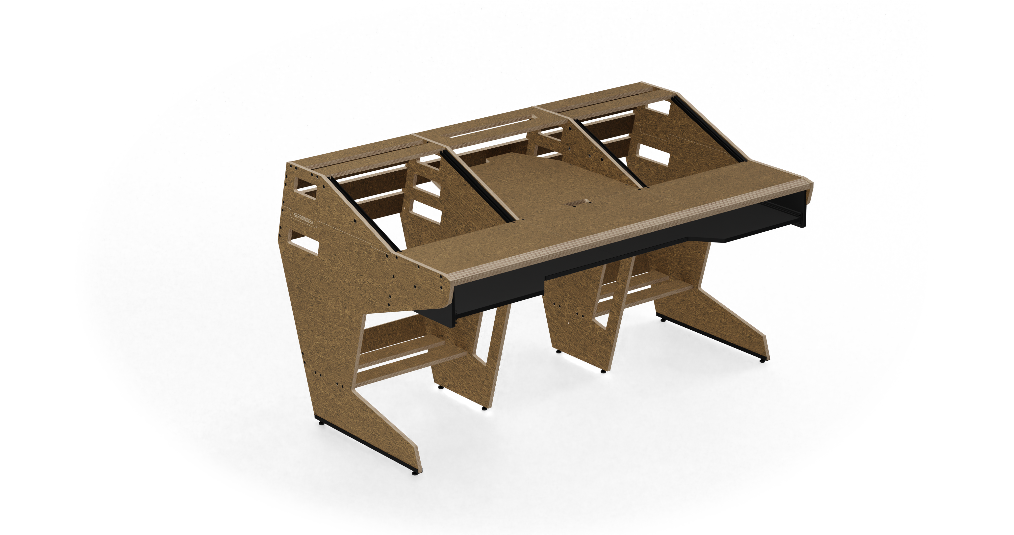Sessiondesk OKTAV 2.0 Studio Desk with KEY big Keyboard Drawer - 50s Brown