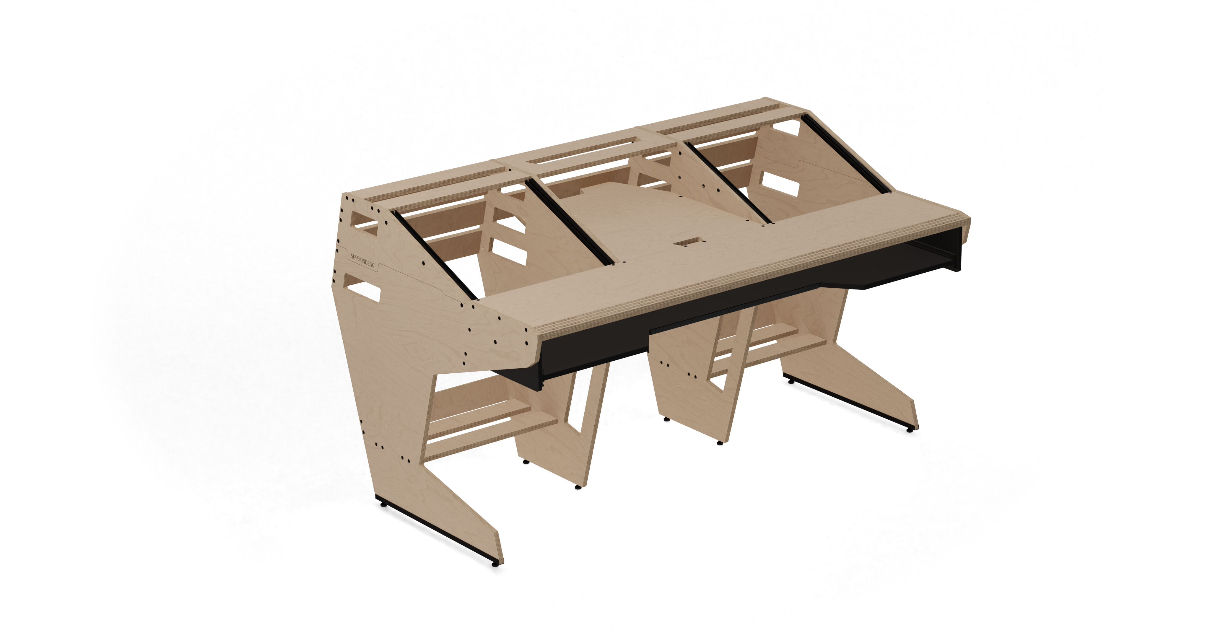 Sessiondesk OKTAV 2.0 Studio Desk with KEY big Keyboard Drawer - 100% Birch