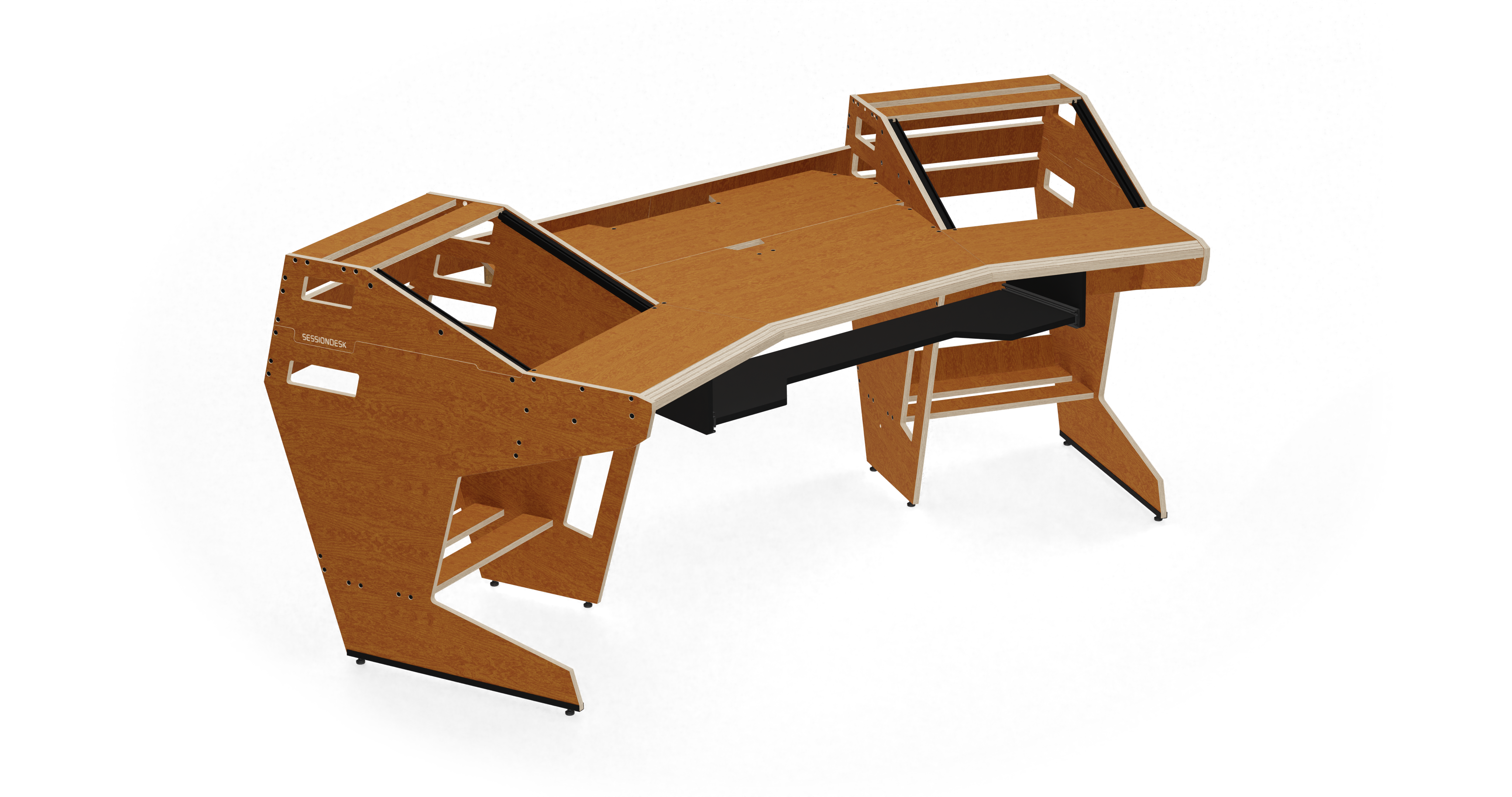 Sessiondesk GUSTAV 2.0 Studio Desk with KEY medium Keyboard Drawer - 60s Brown