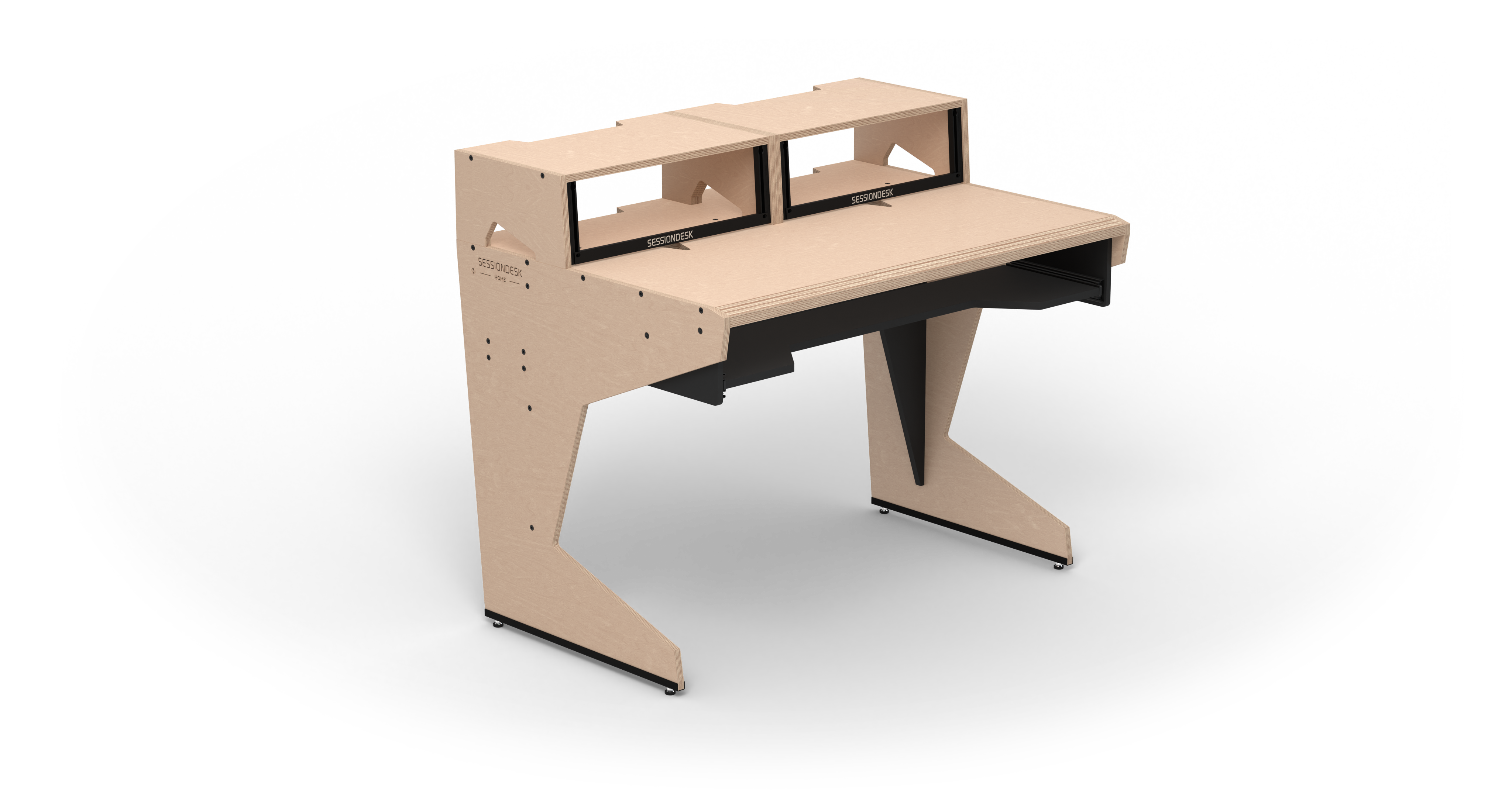 Sessiondesk HOME small 2.0 Studio Desk with RACKS with KEY - 100% Birch