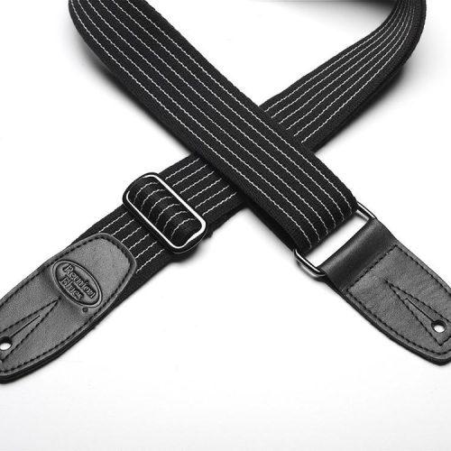 Merino Wool Guitar Strap, Black Pinstripe