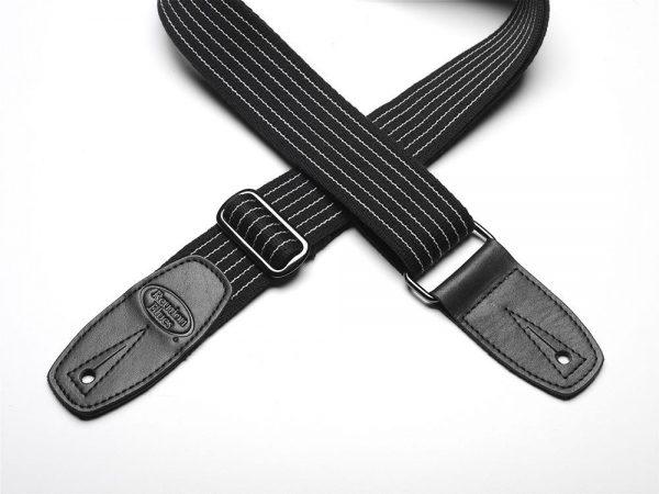 Merino Wool Guitar Strap, Black Pinstripe