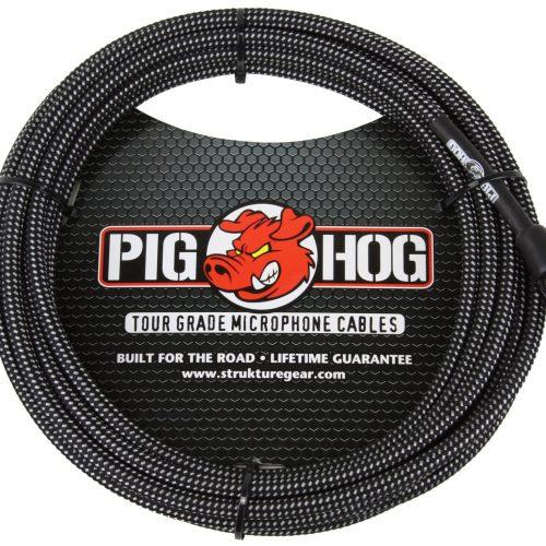 Pig Hog Black & White Woven Mic Cable, 20ft XLR