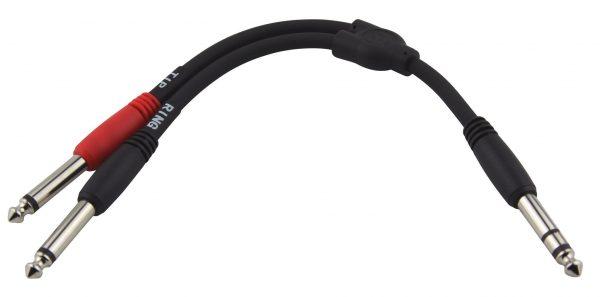 Pig Hog Solutions - 6" Y Cable, Stereo 1/4"(M)-Dual Mono 1/4"(M)