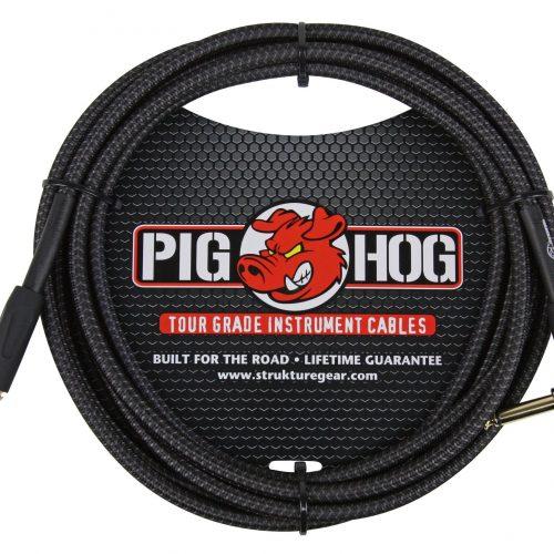 Pig Hog "Black Woven" Instrument Cable, 10ft Right Angle