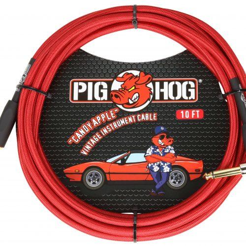 Pig Hog "Candy Apple Red" Instrument Cable, 10ft. Right Angle