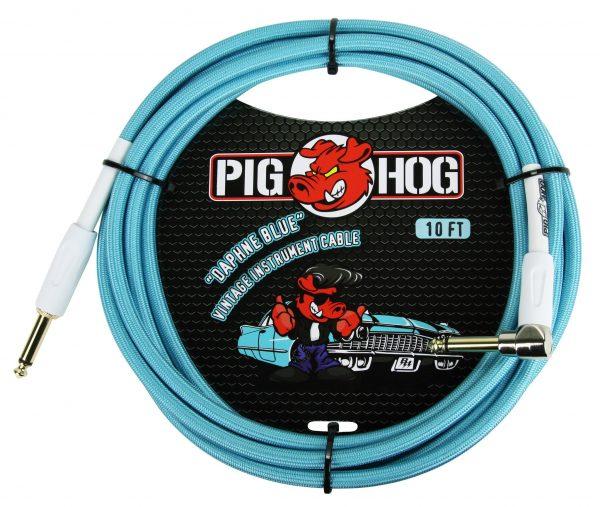 Pig Hog "Daphne Blue" Instrument Cable, 10ft Right Angle