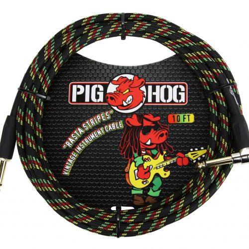 Pig Hog "Rasta Stripes" Instrument Cable, 10ft Right Angle