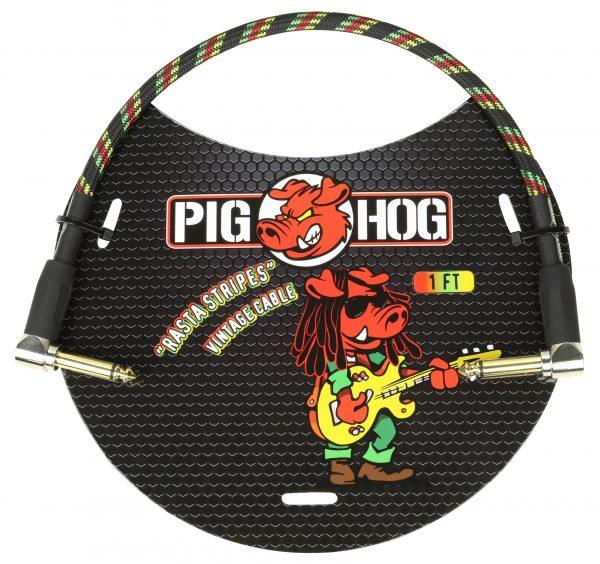 Pig Hog "Rasta Stripe" 1ft Right Angled Patch Cables