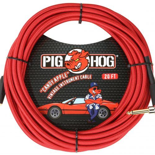 Pig Hog "Candy Apple Red" Instrument Cable, 20ft. Right Angle