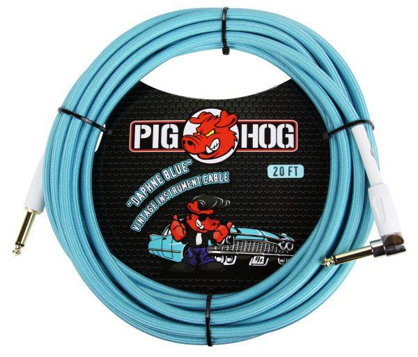 Pig Hog "Daphne Blue" Instrument Cable, 20ft Right Angle