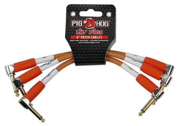 Pig Hog Lil Pigs Vintage "Orange Creme" 6in Patch Cables - 3 pack