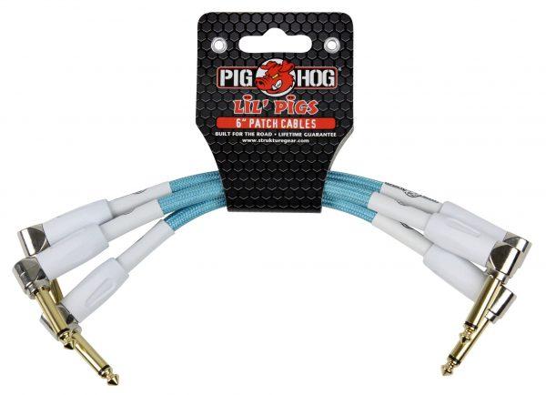 Pig Hog Lil Pigs Vintage "Daphne Blue" 6in Patch Cables - 3 pack