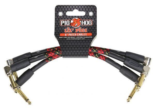 Pig Hog Lil Pigs Vintage "Tartan Plaid" 6in Patch Cables - 3 pack