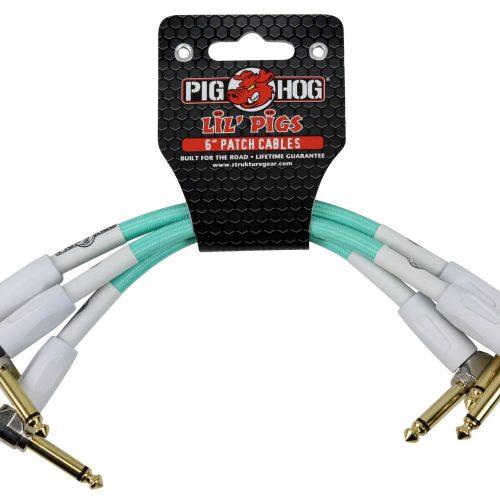 Pig Hog Lil Pigs Vintage "Seafoam Green" 6in Patch Cables - 3 pack