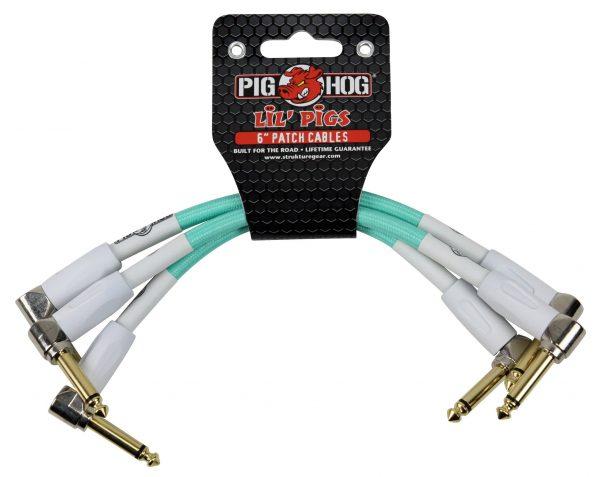 Pig Hog Lil Pigs Vintage "Seafoam Green" 6in Patch Cables - 3 pack