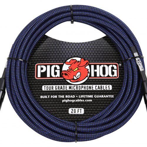 Pig Hog Black & Blue Woven Mic Cable, 20ft XLR