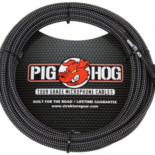 Pig Hog Black & White Woven Mic Cable, 10ft XLR