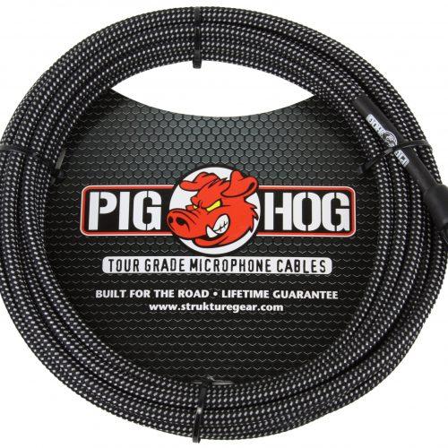 Pig Hog Black & White Woven Mic Cable, 30ft XLR