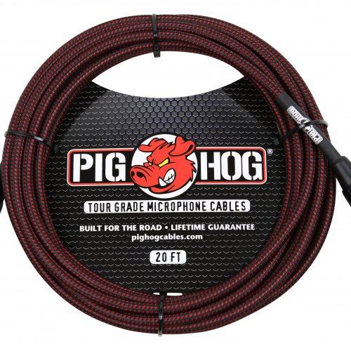 Pig Hog Black & Red Woven Mic Cable, 20ft XLR