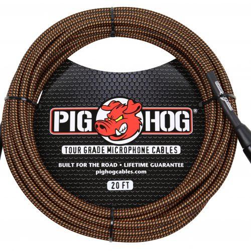 Pig Hog Black & Orange Woven Mic Cable, 20ft XLR