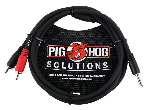 Pig Hog Solutions - 3ft Stereo Breakout Cable, 3.5mm to Dual RCA