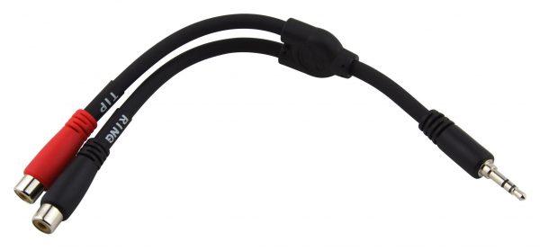 Pig Hog Solutions - 6" Y Cable, Stereo 3.5mm(M)-Dual RCA(F)