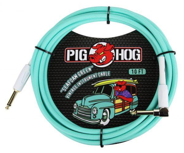 Pig Hog "Seafoam Green" Instrument Cable, 20ft Right Angle
