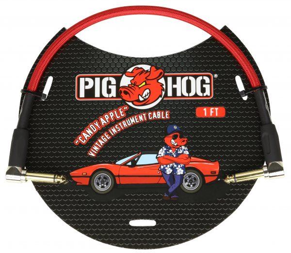 Pig Hog "Candy Apple Red" 1ft Right Angled Patch Cables