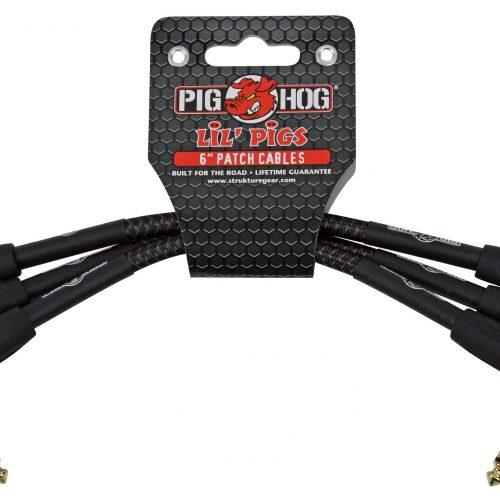Pig Hog Lil Pigs Vintage "Black Woven" 6in Patch Cables - 3 pack