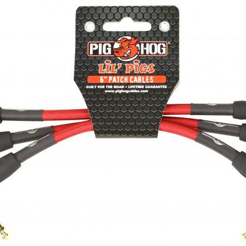 Pig Hog Lil Pigs Vintage "Candy Apple" 6in Patch Cables - 3 pack