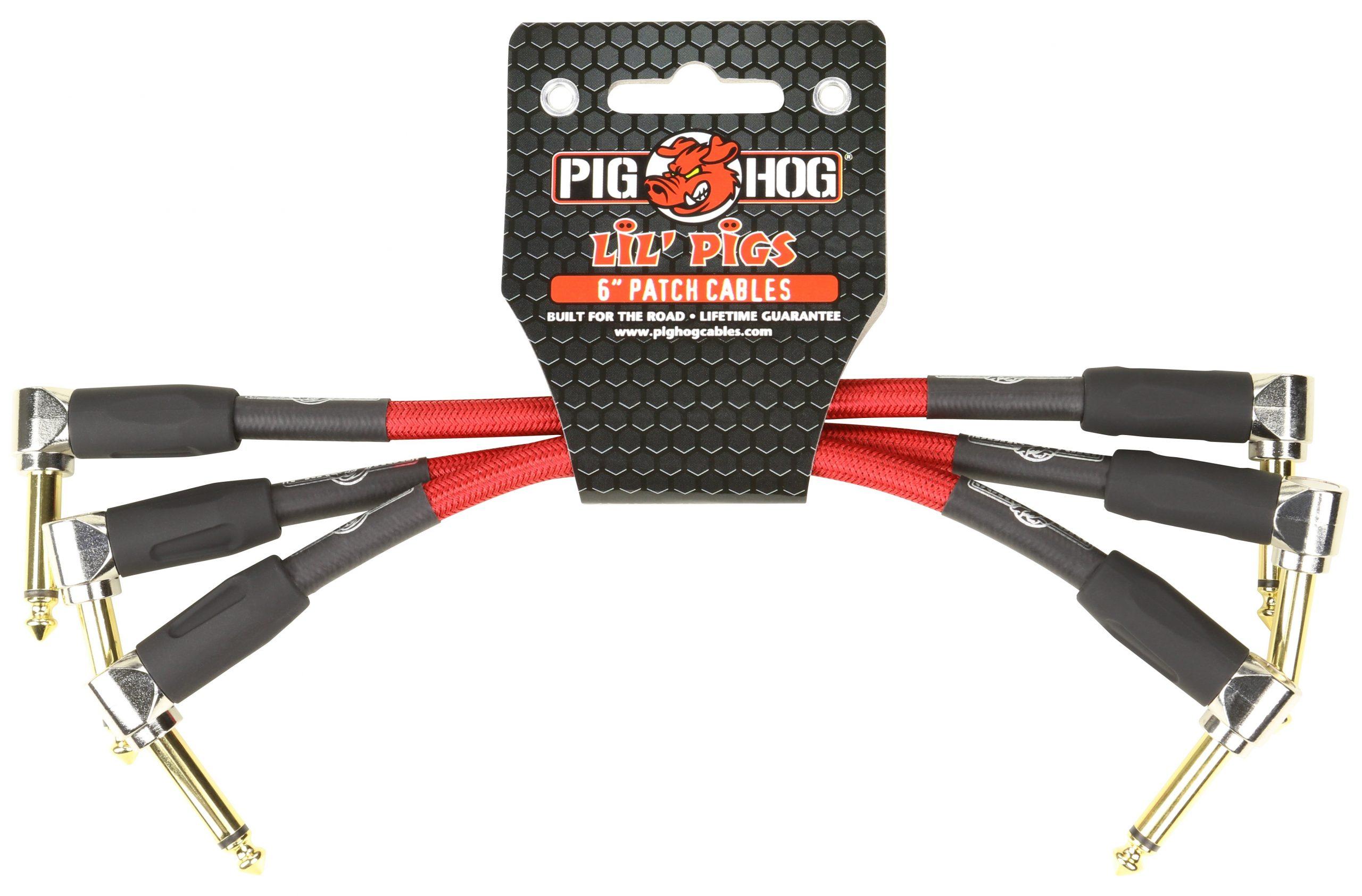 Pig Hog Lil Pigs Vintage "Candy Apple" 6in Patch Cables - 3 pack