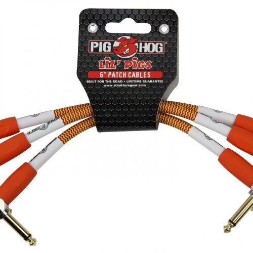 Pig Hog Lil Pigs Vintage "Orange Creme" 6in Patch Cables - 3 pack